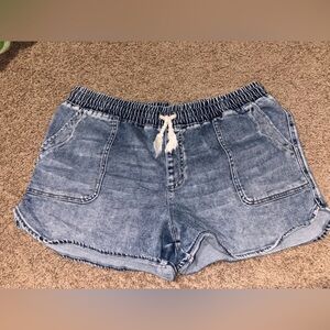 Maurices Light Blue Denim Pull-On Lounge Shorts